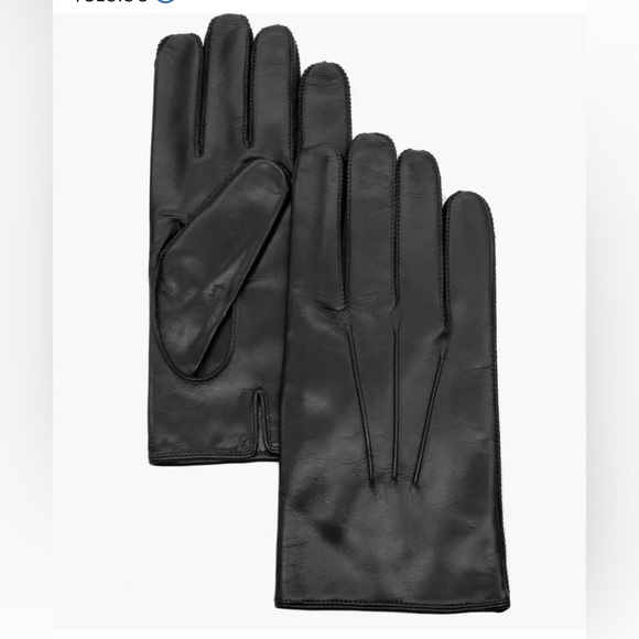 Portolano Vented Cashmere Lined Black Leather Gloves